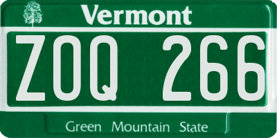 VT license plate ZOQ266