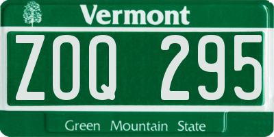 VT license plate ZOQ295