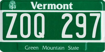 VT license plate ZOQ297
