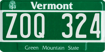 VT license plate ZOQ324