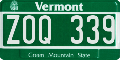 VT license plate ZOQ339
