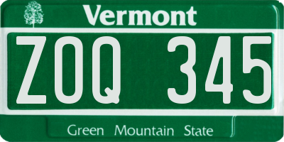 VT license plate ZOQ345
