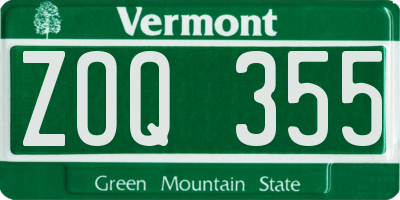 VT license plate ZOQ355