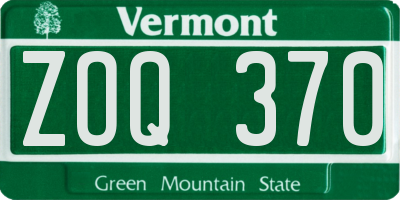 VT license plate ZOQ370