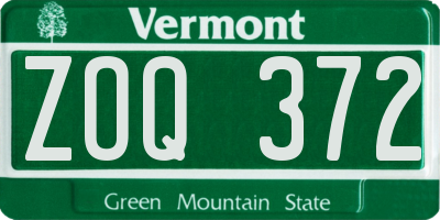 VT license plate ZOQ372