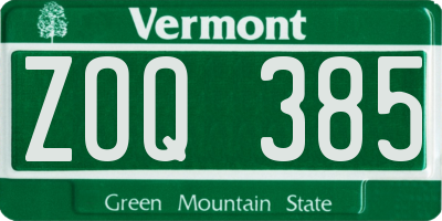 VT license plate ZOQ385