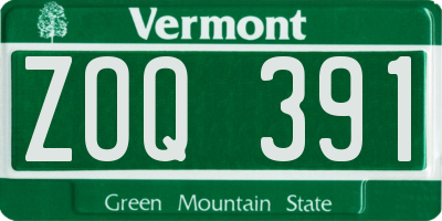 VT license plate ZOQ391