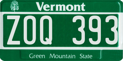 VT license plate ZOQ393