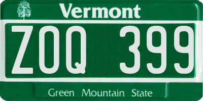 VT license plate ZOQ399