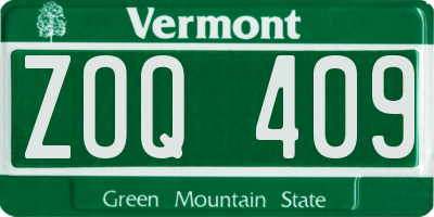 VT license plate ZOQ409