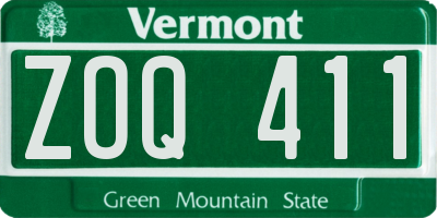 VT license plate ZOQ411