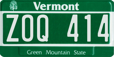 VT license plate ZOQ414