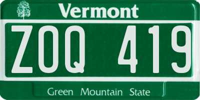 VT license plate ZOQ419