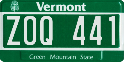 VT license plate ZOQ441