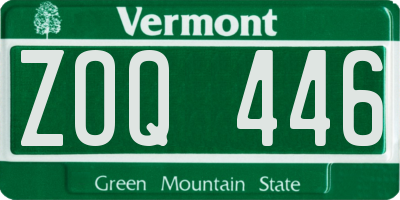 VT license plate ZOQ446