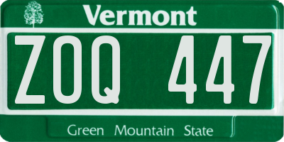 VT license plate ZOQ447