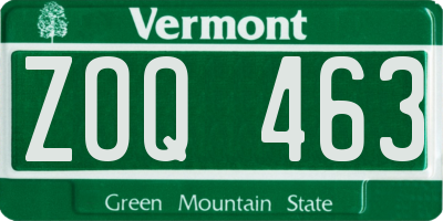VT license plate ZOQ463