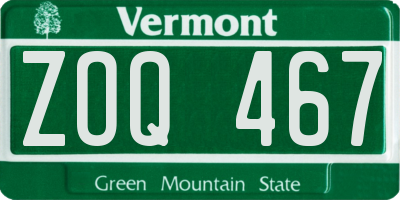 VT license plate ZOQ467