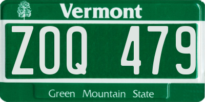 VT license plate ZOQ479