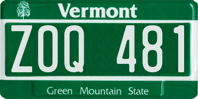 VT license plate ZOQ481