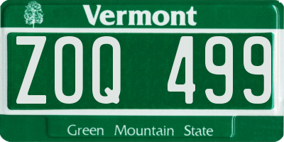 VT license plate ZOQ499