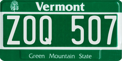 VT license plate ZOQ507