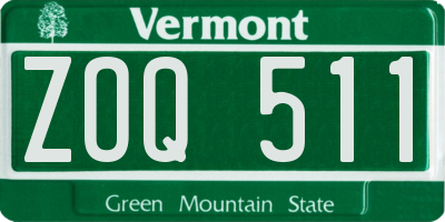 VT license plate ZOQ511