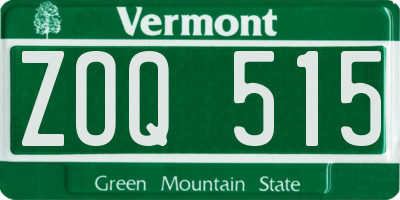 VT license plate ZOQ515