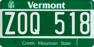 VT license plate ZOQ518