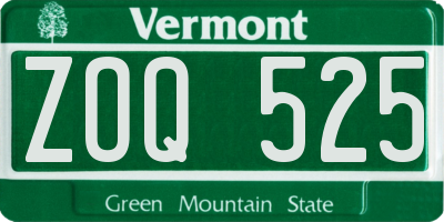 VT license plate ZOQ525