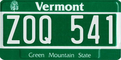 VT license plate ZOQ541