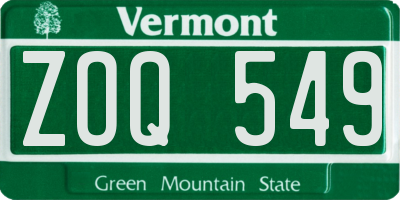 VT license plate ZOQ549