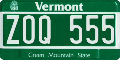 VT license plate ZOQ555