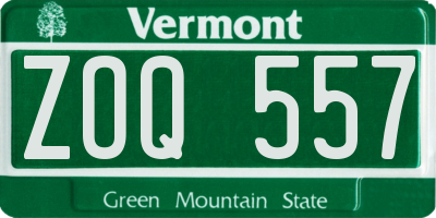 VT license plate ZOQ557
