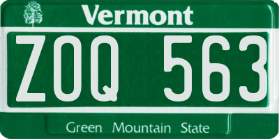 VT license plate ZOQ563