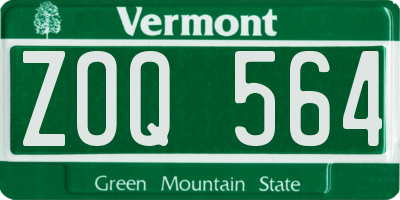 VT license plate ZOQ564