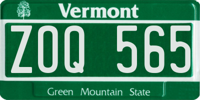 VT license plate ZOQ565