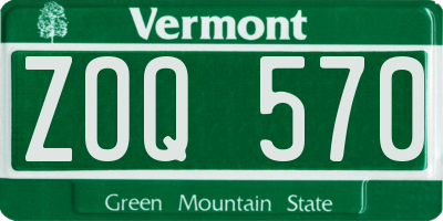 VT license plate ZOQ570
