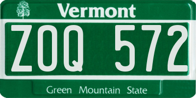 VT license plate ZOQ572