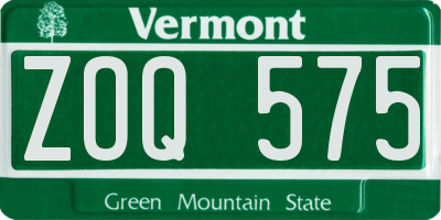 VT license plate ZOQ575
