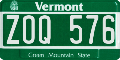 VT license plate ZOQ576