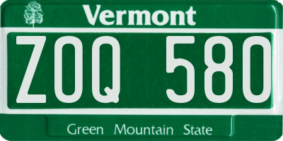 VT license plate ZOQ580