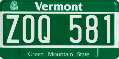 VT license plate ZOQ581