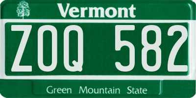 VT license plate ZOQ582