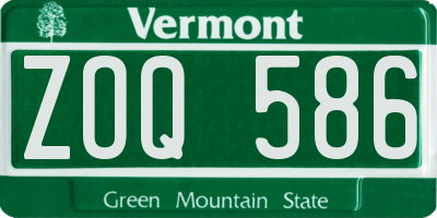 VT license plate ZOQ586