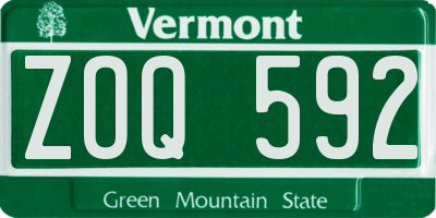 VT license plate ZOQ592