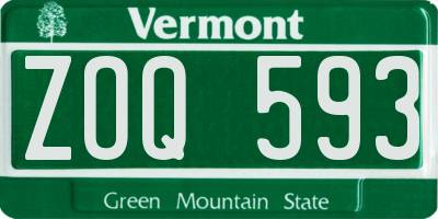 VT license plate ZOQ593