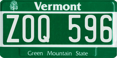VT license plate ZOQ596