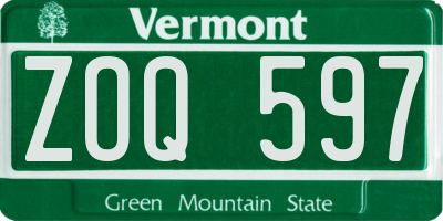 VT license plate ZOQ597