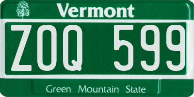 VT license plate ZOQ599